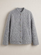 Bouclette Textured Longline Cardigan – Wool Blend Button Front Women Oversized Knit Cardigan Fall