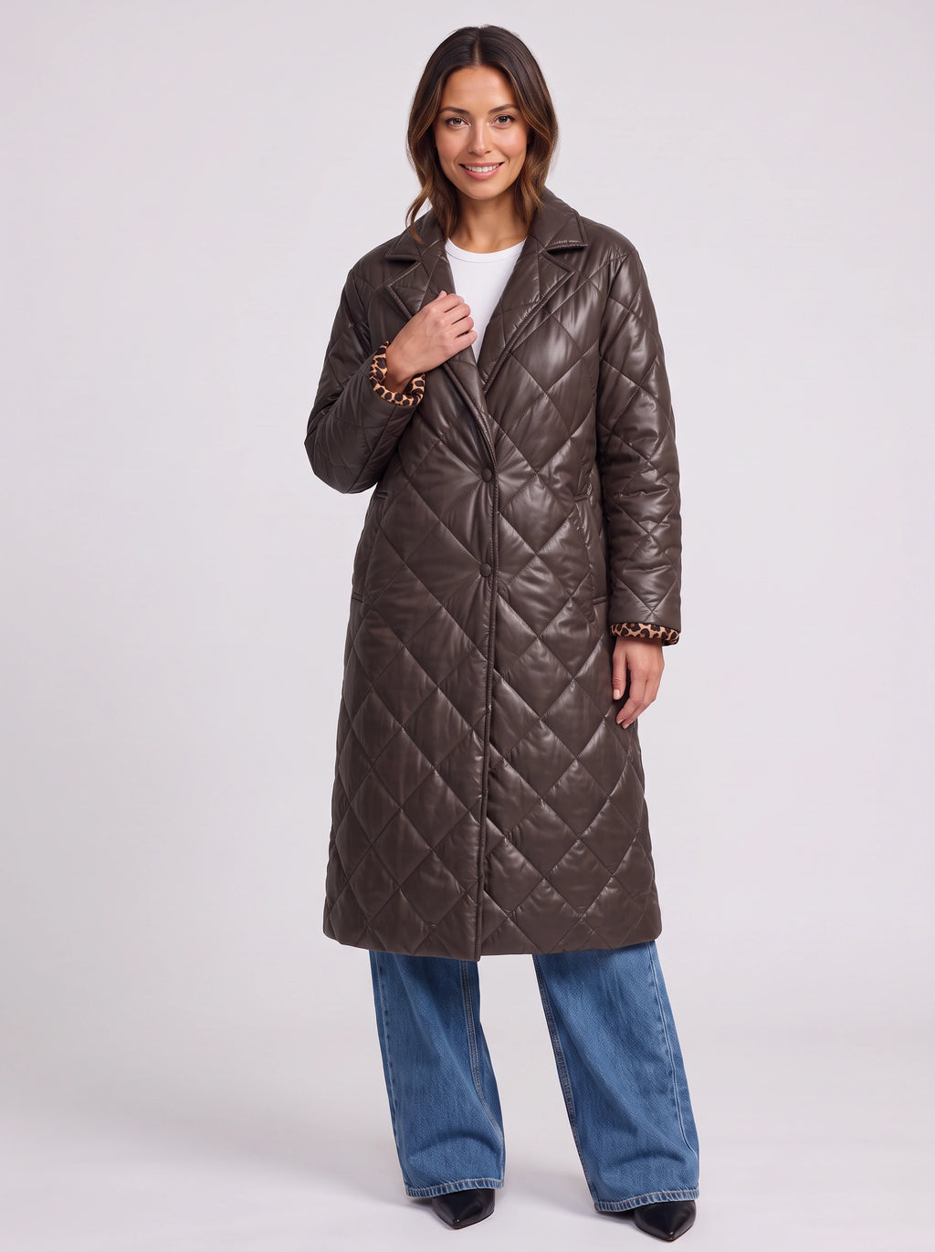 Diagmonde Quilted Longline Coat – Padded Long Coat Women Ladies Reversible Lightweight Puffer Jacket