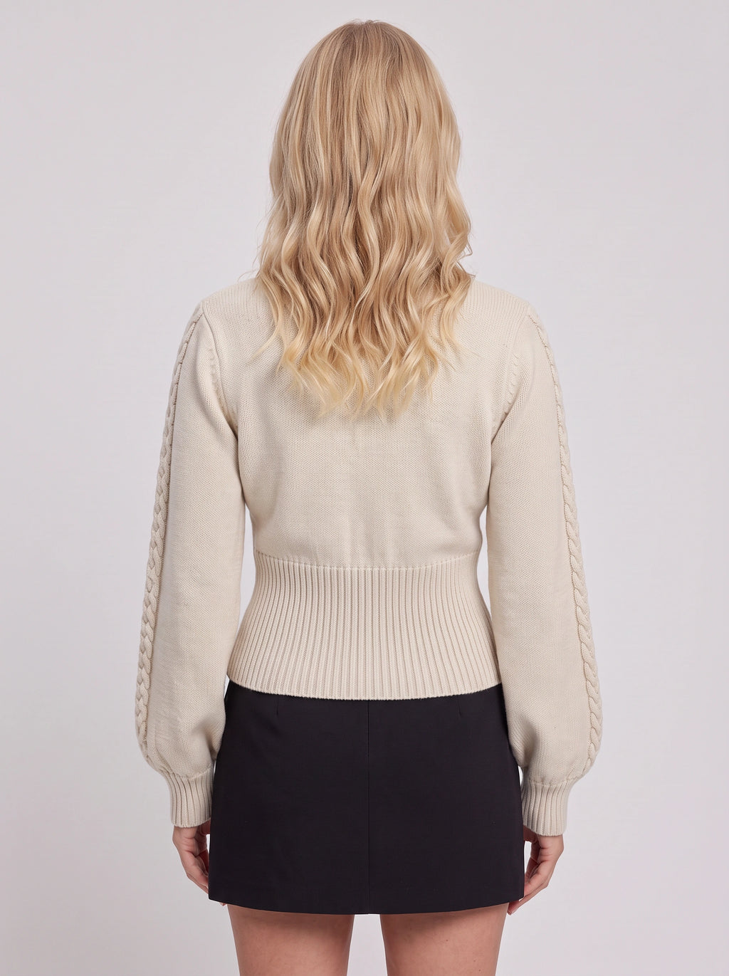 Lattagon Square Neck Cable Knit Jumper – Balloon Sleeve Fitted Sweater Women Fall Autumn Casual Elegant Knitwear Top