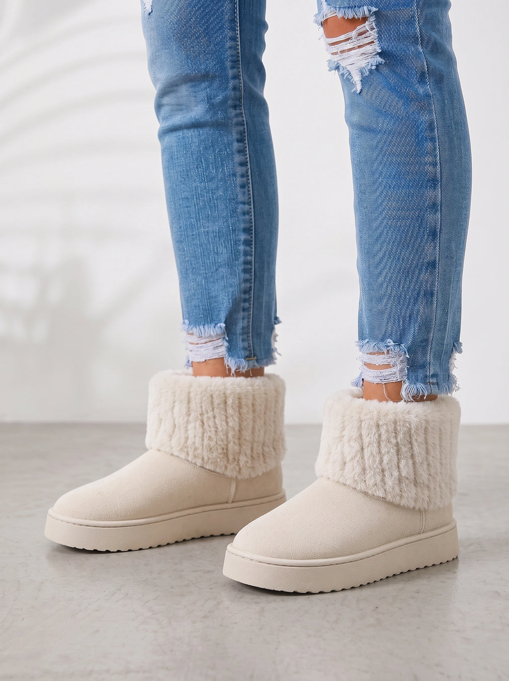 Ribbrix Faux Fur Ankle Boots – Warm Fleece Lined Winter Women Casual Comfort Platform Ankle Boots