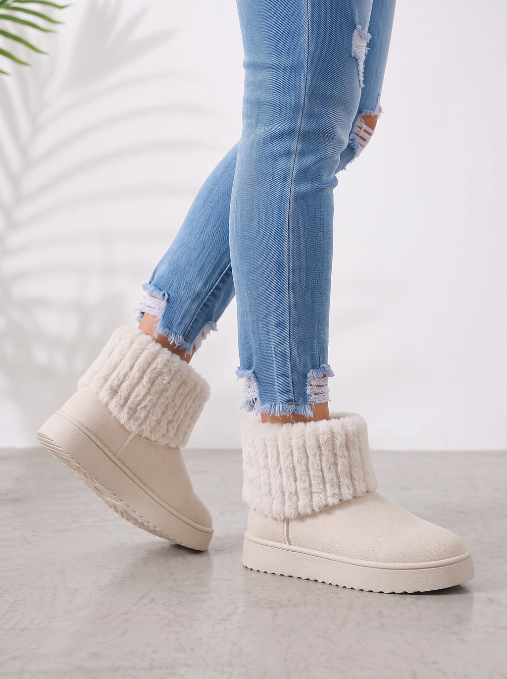 Ribbrix Faux Fur Ankle Boots – Warm Fleece Lined Winter Women Casual Comfort Platform Ankle Boots