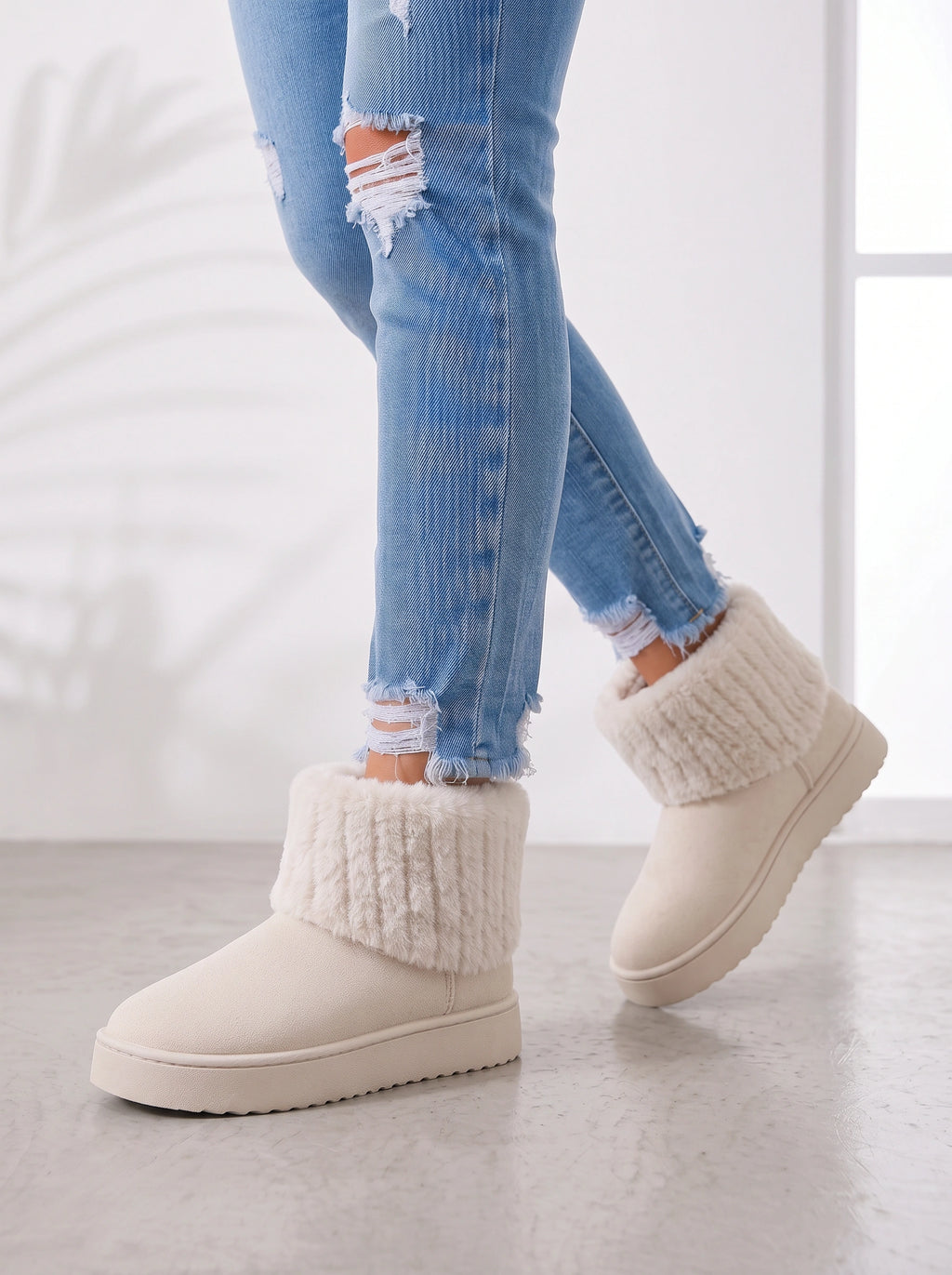 Ribbrix Faux Fur Ankle Boots – Warm Fleece Lined Winter Women Casual Comfort Platform Ankle Boots