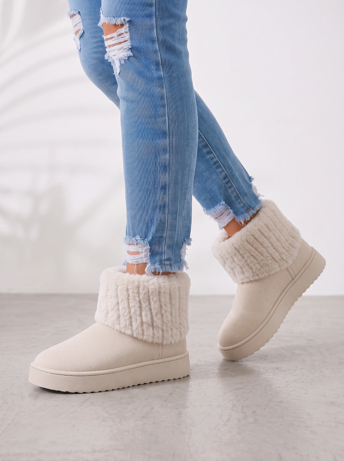 Ribbrix Faux Fur Ankle Boots – Warm Fleece Lined Winter Women Casual Comfort Platform Ankle Boots