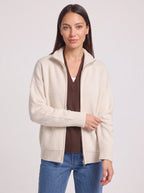Knibrelle High Neck Zip Cardigan – Knitted Ribbed Cuff Women Casual Loungewear Fall Relaxed Fit Cardigan