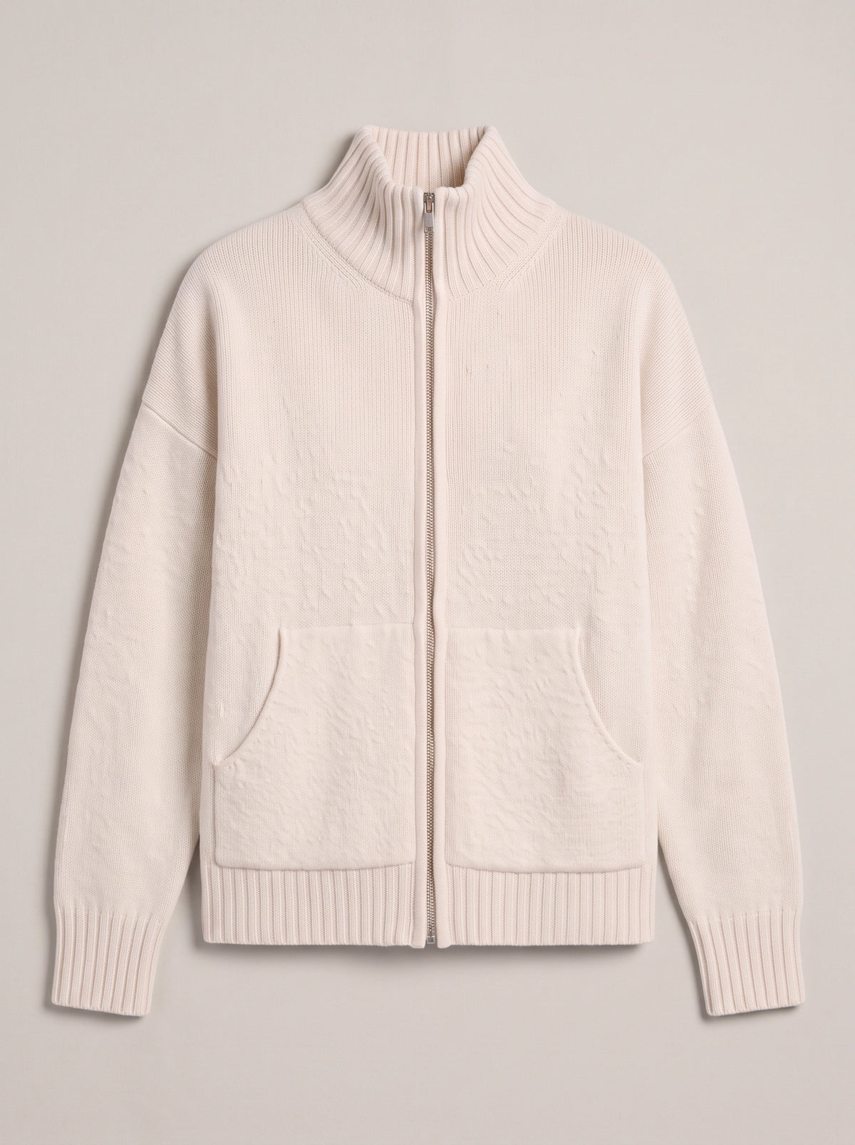 Knibrelle High Neck Zip Cardigan – Knitted Ribbed Cuff Women Casual Loungewear Fall Relaxed Fit Cardigan