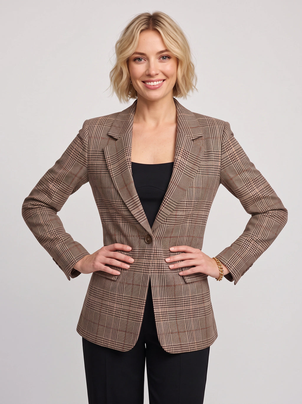 Longlire Check Longline Blazer – Women Tailored Workwear Office Formal Smart Casual Longline Blazer