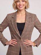 Longlire Check Longline Blazer – Women Tailored Workwear Office Formal Smart Casual Longline Blazer