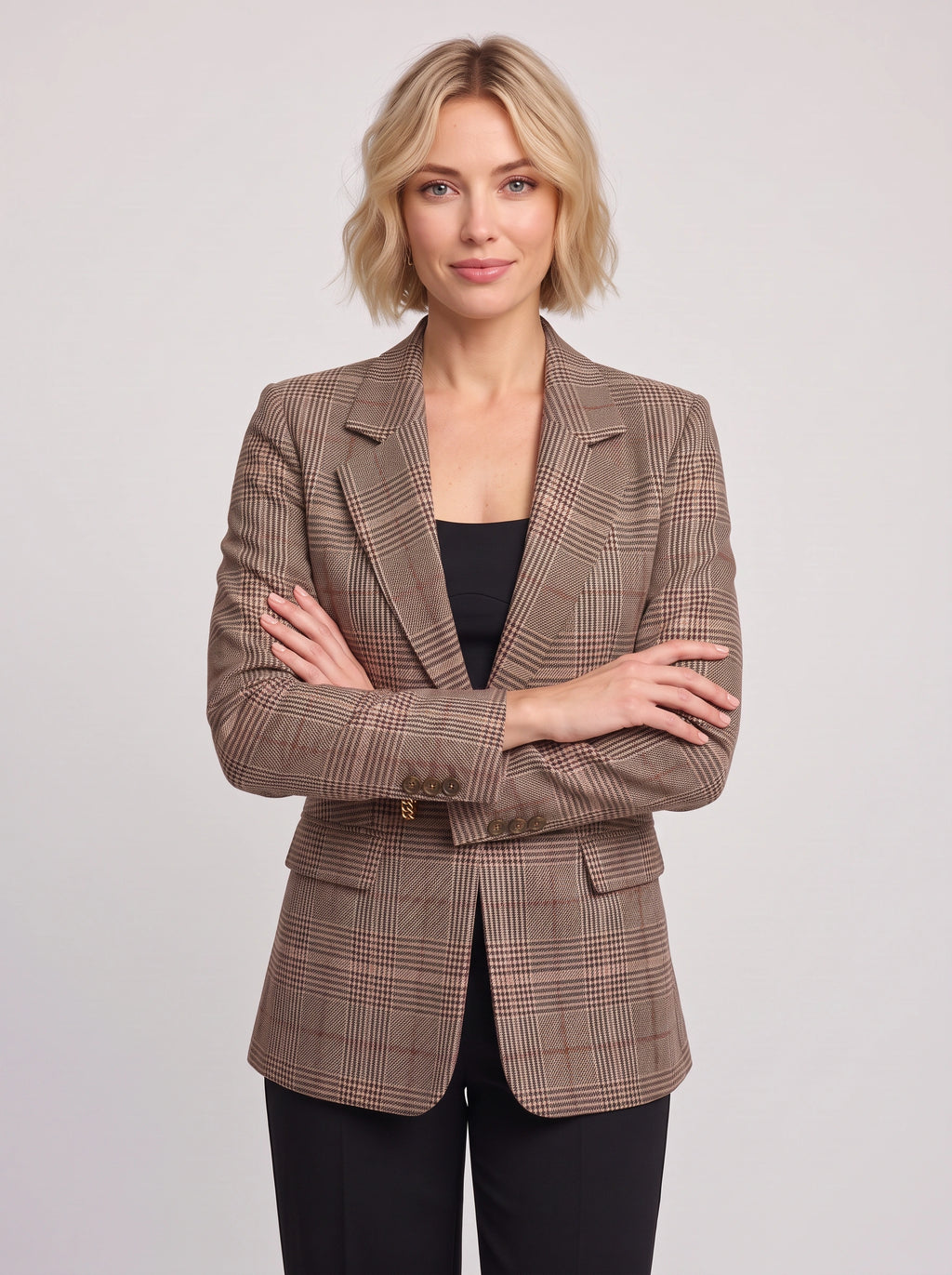 Longlire Check Longline Blazer – Women Tailored Workwear Office Formal Smart Casual Longline Blazer