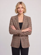 Longlire Check Longline Blazer – Women Tailored Workwear Office Formal Smart Casual Longline Blazer
