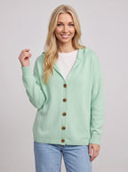 Notchora Hooded Button Front Cardigan – Women Knitwear Autumn Jacket Casual Longline Sweater