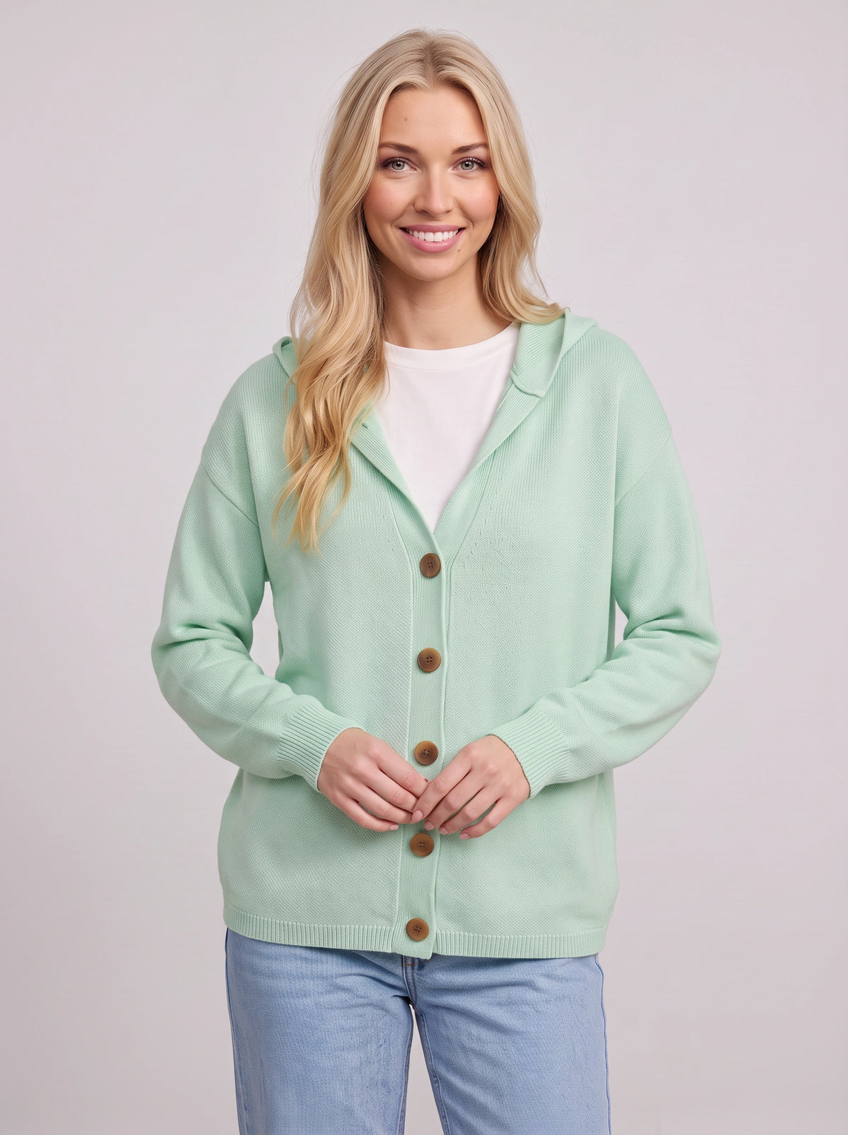 Notchora Hooded Button Front Cardigan – Women Knitwear Autumn Jacket Casual Longline Sweater