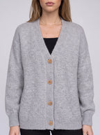 Rondwyn Fluffy Knit Oversized Cardigan – Women Chunky Cable Button Front Longline Autumn Cardigan