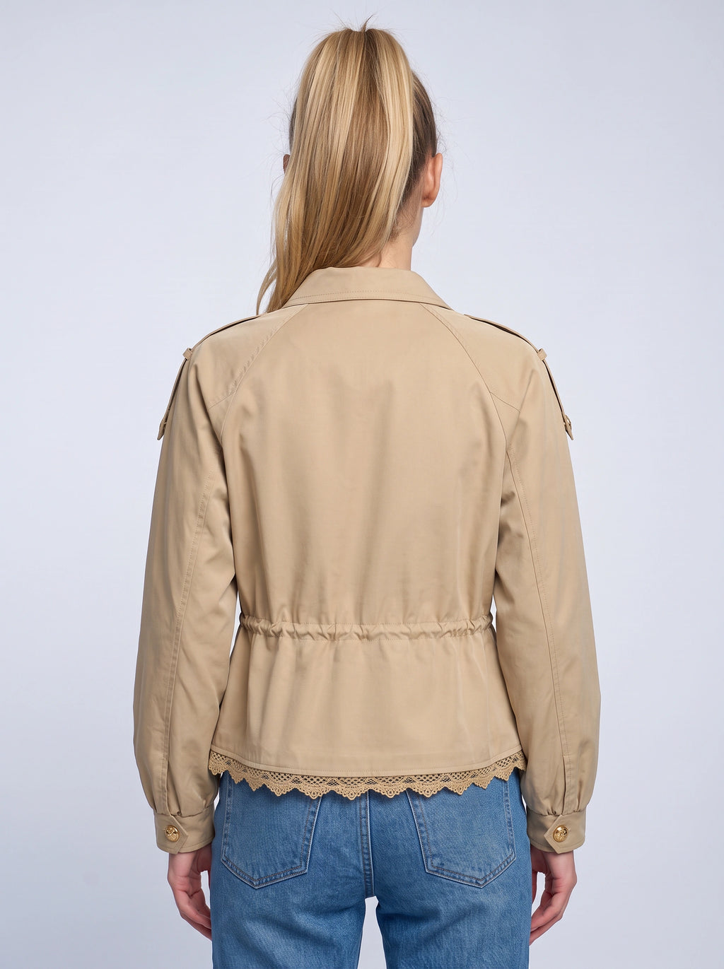 Lacrime Cropped Utility Field Jacket – Women Casual Autumn Cargo Drawstring Crop Jacket