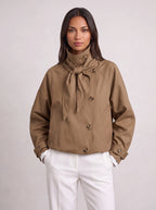 Tynec Batwing Pocket Jacket – Cropped Trench Women Casual Autumn Workwear Office Oversized Jacket