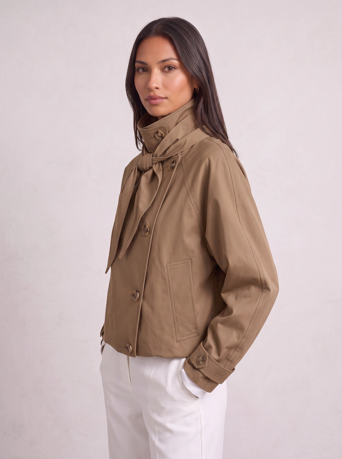 Tynec Batwing Pocket Jacket – Cropped Trench Women Casual Autumn Workwear Office Oversized Jacket