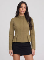 Pinsame Fitted Peplum Jacket – High Neck Women Tailored Office Smart Casual Structured Peplum Jacket