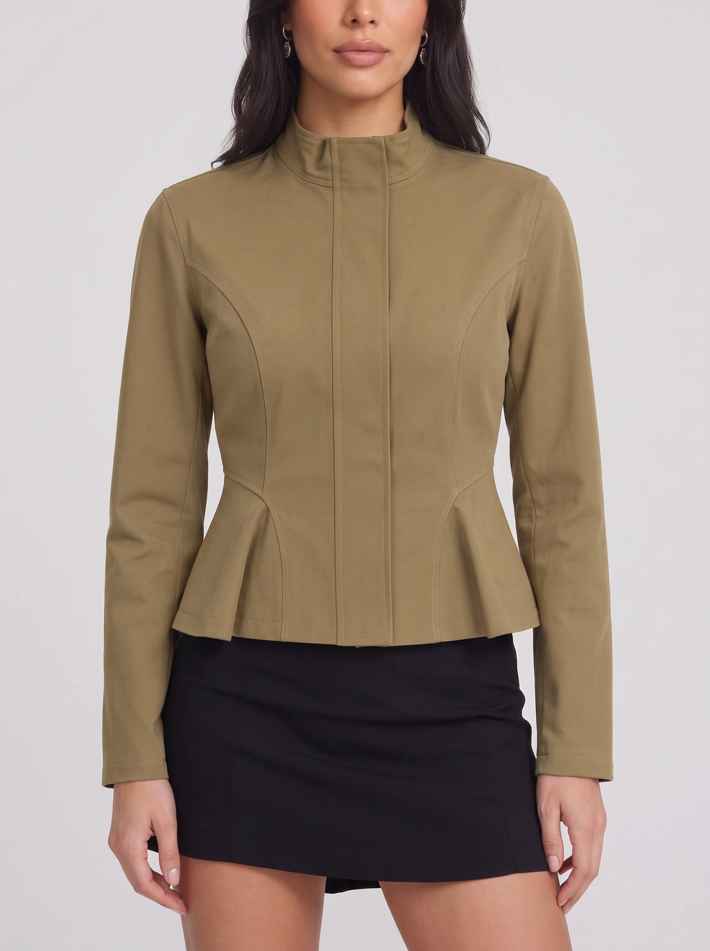 Pinsame Fitted Peplum Jacket – High Neck Women Tailored Office Smart Casual Structured Peplum Jacket