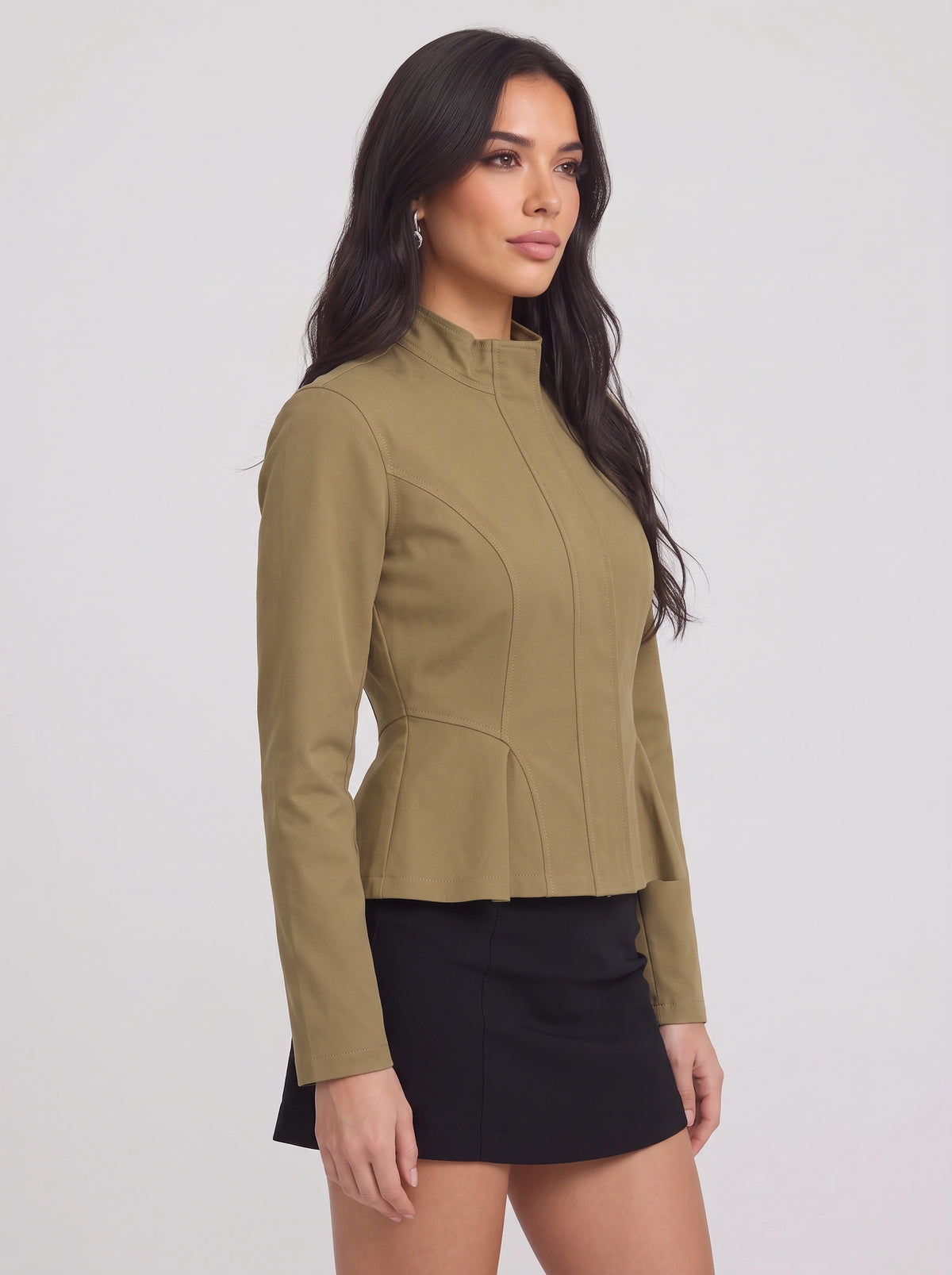 Pinsame Fitted Peplum Jacket – High Neck Women Tailored Office Smart Casual Structured Peplum Jacket