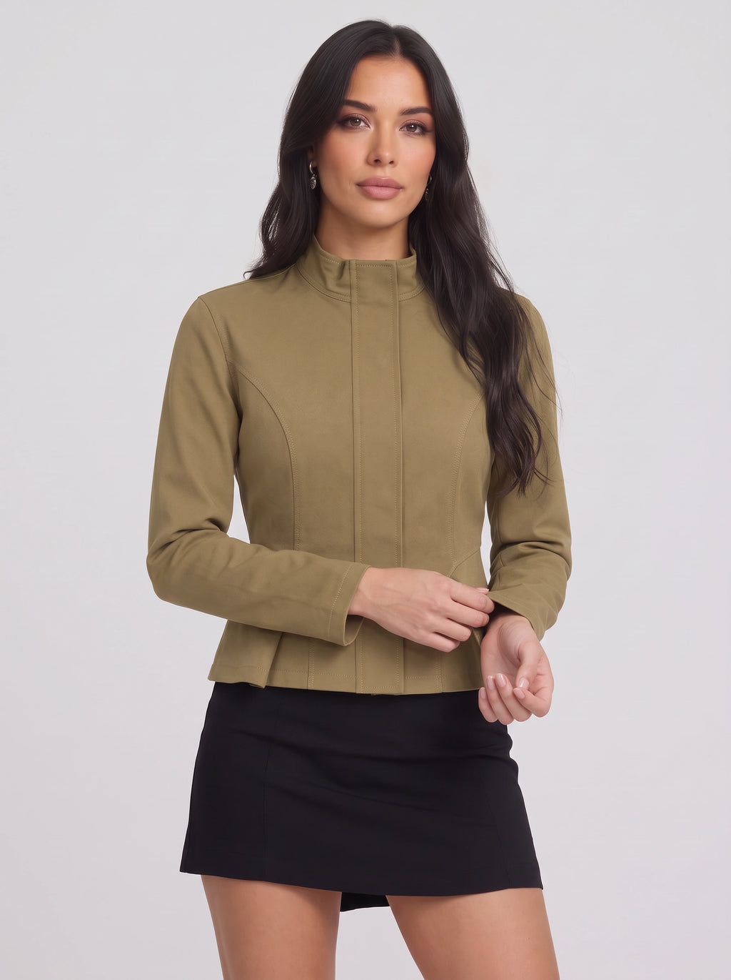 Pinsame Fitted Peplum Jacket – High Neck Women Tailored Office Smart Casual Structured Peplum Jacket