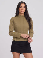 Pinsame Fitted Peplum Jacket – High Neck Women Tailored Office Smart Casual Structured Peplum Jacket