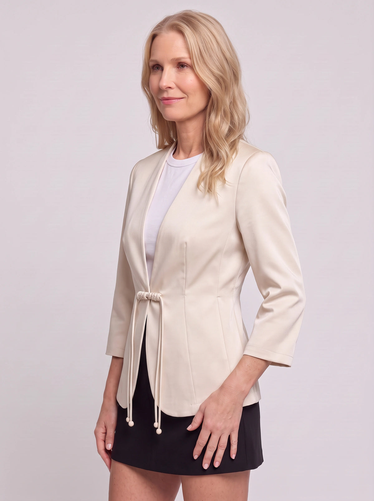 Drawcine Cropped Longline Blazer – Women Smart Casual Office Tailored Workwear Fall Blazer Jacket