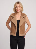 Shawrola Sleeveless Shearling Gilet – Women Fleece Waistcoat Autumn Winter Casual Oversized Teddy Vest
