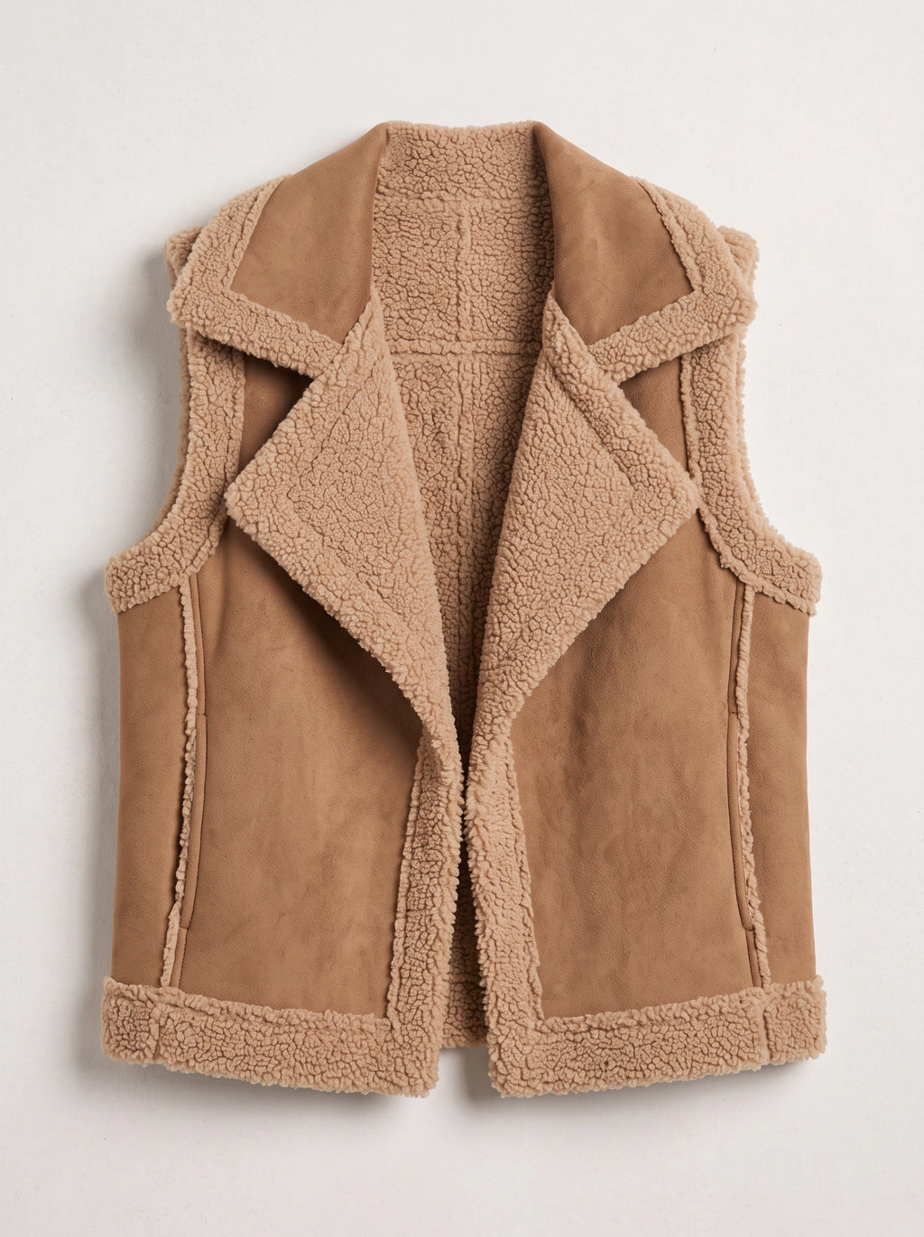 Shawrola Sleeveless Shearling Gilet – Women Fleece Waistcoat Autumn Winter Casual Oversized Teddy Vest