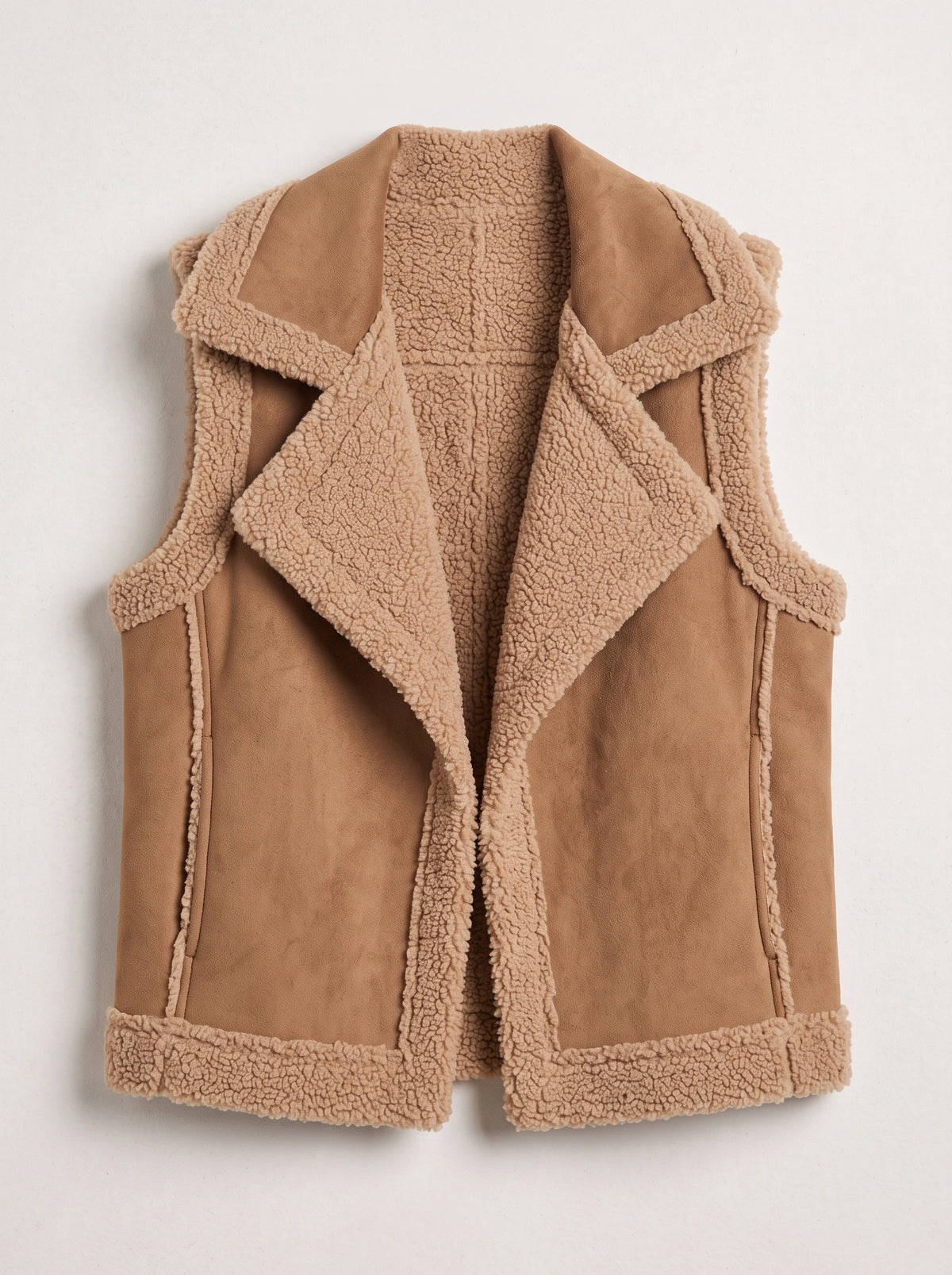 Shawrola Sleeveless Shearling Gilet – Women Fleece Waistcoat Autumn Winter Casual Oversized Teddy Vest