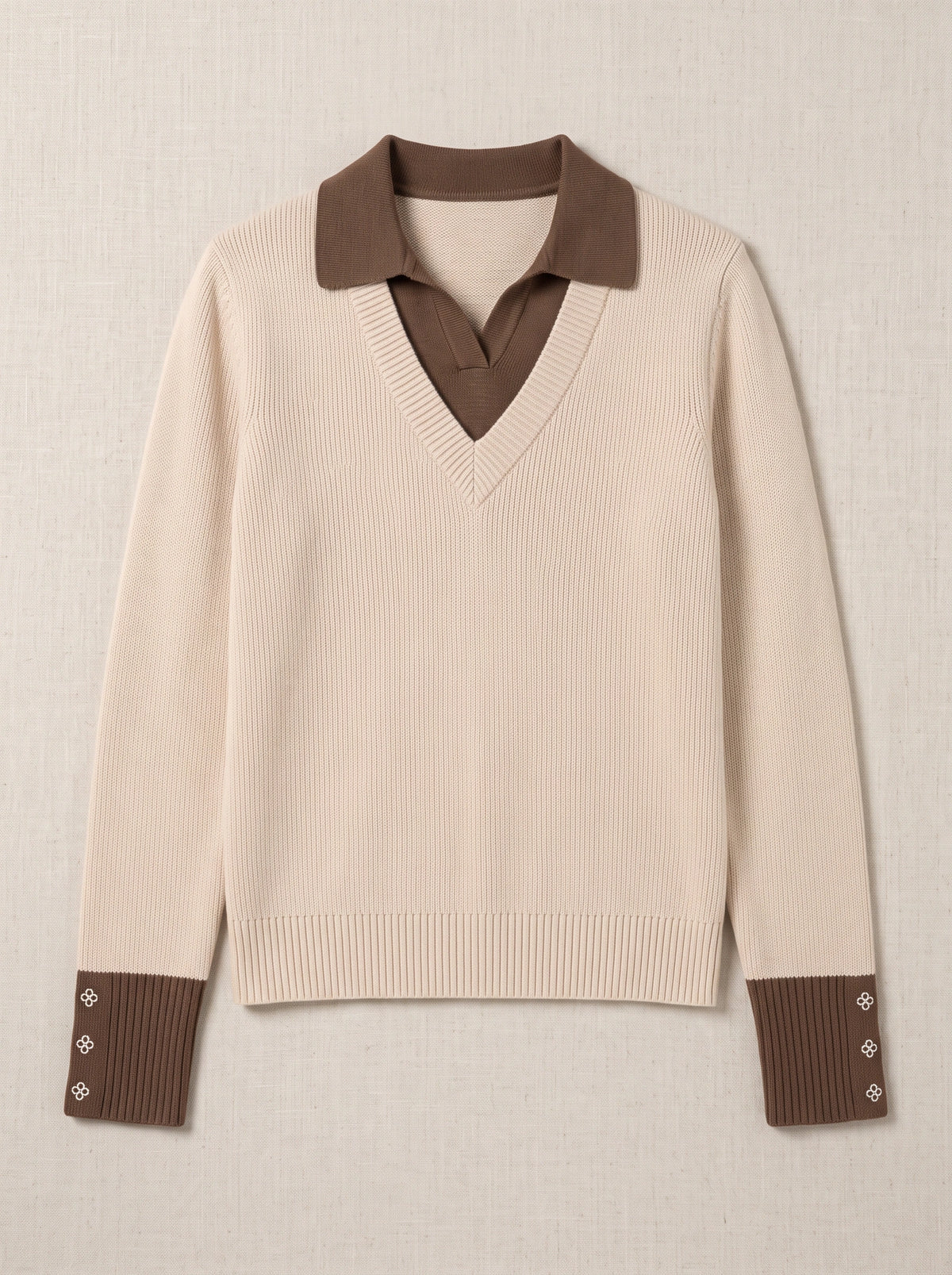 Cufton Layered Collar Knit Jumper – Ribbed Polo Neck Women Long Sleeve Knit Sweater Casual Office Top