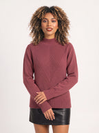 Chevlatte Half Turtleneck Chevron Knit Jumper – Women Casual Autumn Ribbed Knitwear Long Sleeve Jumper