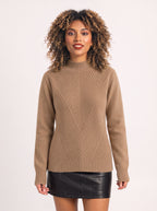 Chevlatte Half Turtleneck Chevron Knit Jumper – Women Casual Autumn Ribbed Knitwear Long Sleeve Jumper
