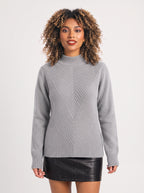 Chevlatte Half Turtleneck Chevron Knit Jumper – Women Casual Autumn Ribbed Knitwear Long Sleeve Jumper