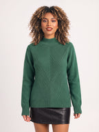 Chevlatte Half Turtleneck Chevron Knit Jumper – Women Casual Autumn Ribbed Knitwear Long Sleeve Jumper