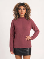 Chevlatte Half Turtleneck Chevron Knit Jumper – Women Casual Autumn Ribbed Knitwear Long Sleeve Jumper