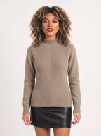Chevlatte Half Turtleneck Chevron Knit Jumper – Women Casual Autumn Ribbed Knitwear Long Sleeve Jumper