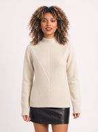 Chevlatte Half Turtleneck Chevron Knit Jumper – Women Casual Autumn Ribbed Knitwear Long Sleeve Jumper