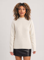 Chevlatte Half Turtleneck Chevron Knit Jumper – Women Casual Autumn Ribbed Knitwear Long Sleeve Jumper