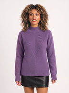 Chevlatte Half Turtleneck Chevron Knit Jumper – Women Casual Autumn Ribbed Knitwear Long Sleeve Jumper