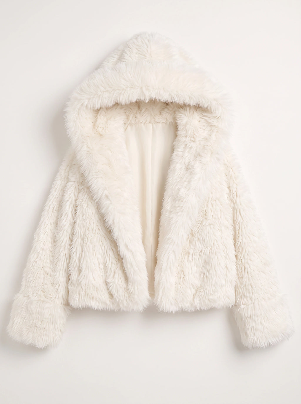 Cufflyn Hooded Faux Fur Jacket – Women Oversized Fluffy Winter Coat Evening Party Cropped Jacket