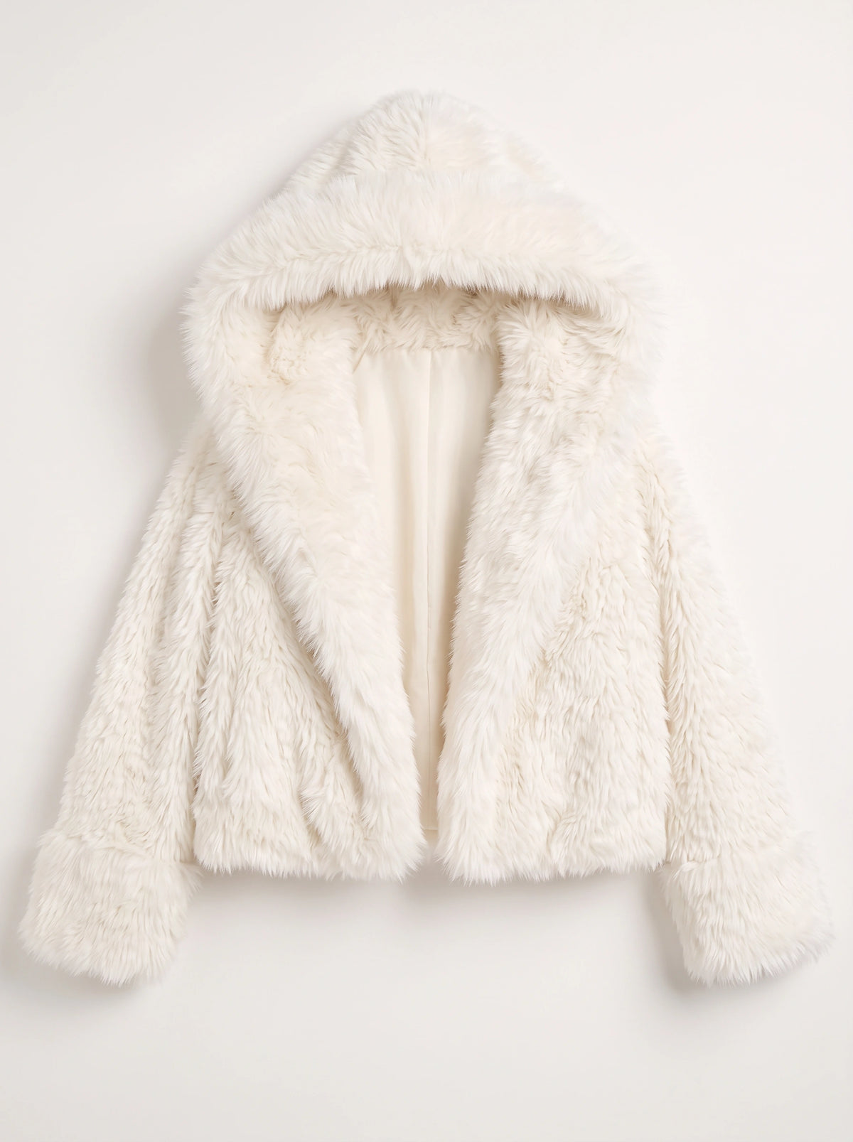 Cufflyn Hooded Faux Fur Jacket – Women Oversized Fluffy Winter Coat Evening Party Cropped Jacket