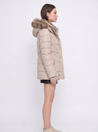 Veyzandra Faux Fur Hood Quilted Puffer Coat – Women Padded Winter Jacket Casual Parka Longline