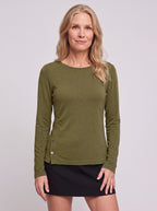 Sidverc Button-Detail Knit Top – Long Sleeve Casual Women Everyday Layering Soft Jersey Top