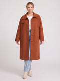 Standpyn Single-Breasted Longline Coat – Women Wool-Blend Tailored Casual Office Smart Autumn Winter Coat