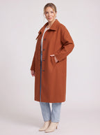Standpyn Single-Breasted Longline Coat – Women Wool-Blend Tailored Casual Office Smart Autumn Winter Coat
