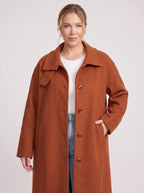 Standpyn Single-Breasted Longline Coat – Women Wool-Blend Tailored Casual Office Smart Autumn Winter Coat