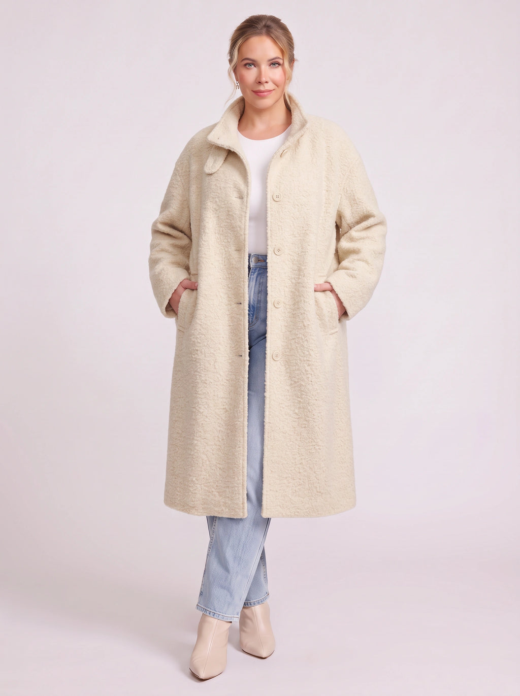 Standpyn Single-Breasted Longline Coat – Women Wool-Blend Tailored Casual Office Smart Autumn Winter Coat