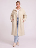 Standpyn Single-Breasted Longline Coat – Women Wool-Blend Tailored Casual Office Smart Autumn Winter Coat