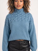 Kabelryn Cable Knit High Neck Jumper – Women Chunky Knit Turtleneck Sweater Ladies Oversized Pullover