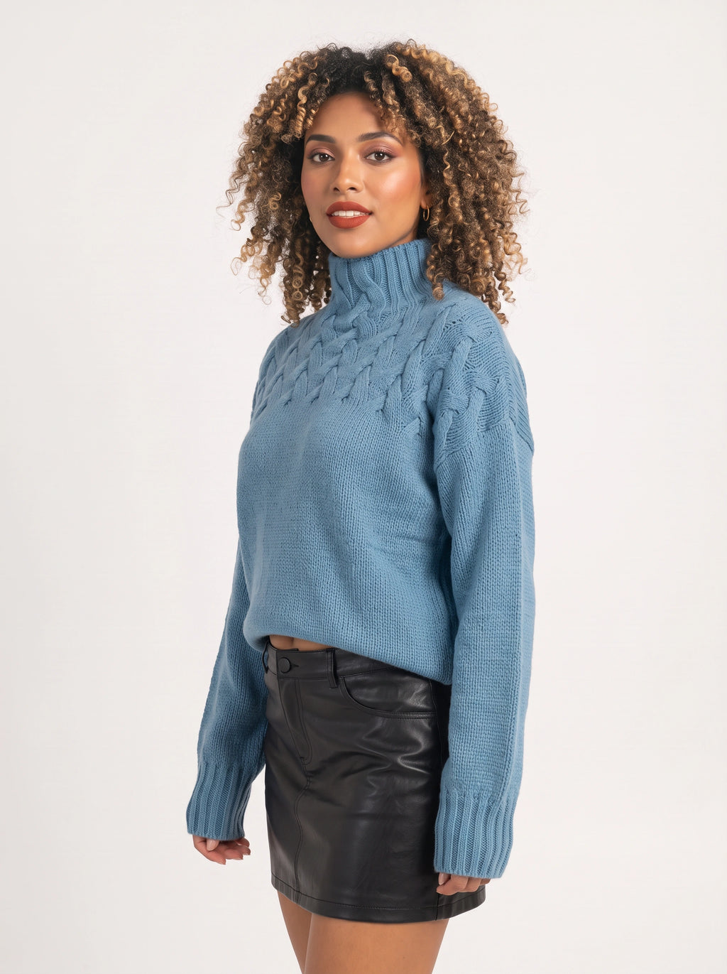 Kabelryn Cable Knit High Neck Jumper – Women Chunky Knit Turtleneck Sweater Ladies Oversized Pullover