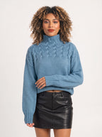 Kabelryn Cable Knit High Neck Jumper – Women Chunky Knit Turtleneck Sweater Ladies Oversized Pullover